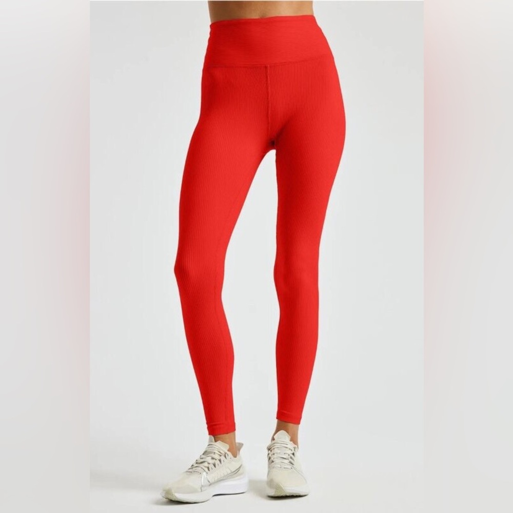 Year Of Ours Red ribbed HIGH HIGH leggings